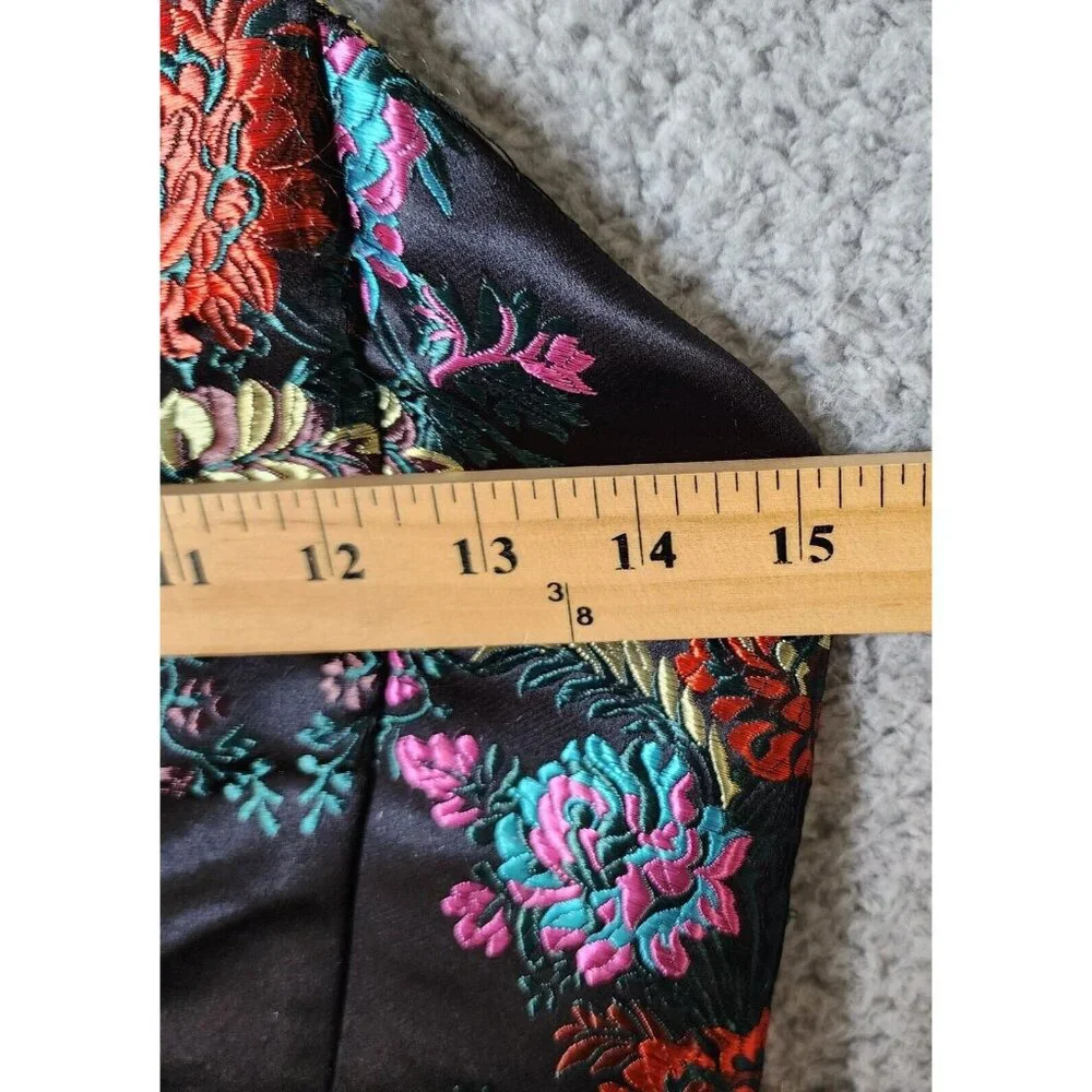 Zara Trafaluc Women's Sleeveless Mini Dress Satin Floral Jacquard Black Size M - Picture 7 of 16